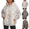 Fall Winter Women Hoodie Leaf Print Big Pocket Long Sleeves Thick Warm Loose Hooded Camouflage Daily Sport Top