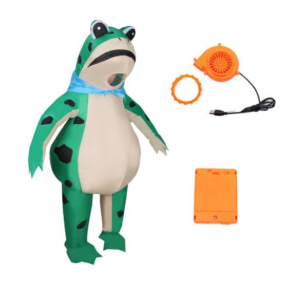 Inflatable Frog Costume for Adult Kids Funny Blow-Up Full Body Frog Suit with Air Pump Halloween Cosplay Party Outfit