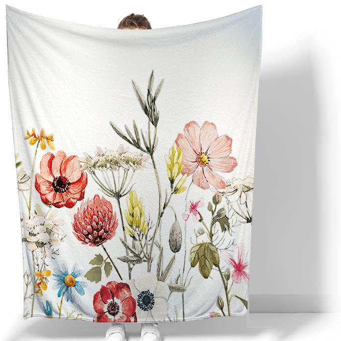 Flanell-Überwurfdecke, Motiv: Einfache Blumen-Serie, weich, leicht, warm, für Wohnzimmer, Schlafzimmer, Bett, Sofa, Couch, Kinder und Erwachsene, Geschenke
