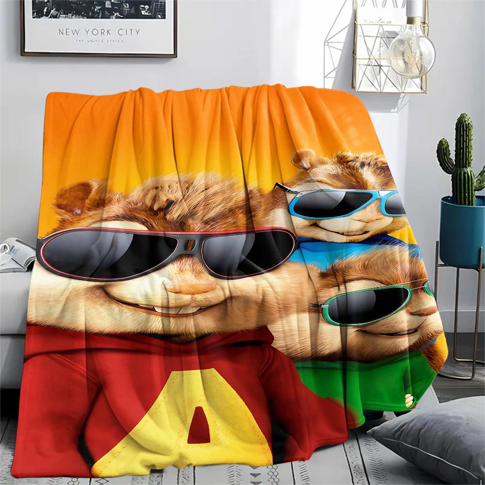 1PC Alvin & The Chipmunks Print Flannel Blanket, High Quality All Seasons, Home Decor, Warmth and Comfort, Perfect for Christmas Gifts