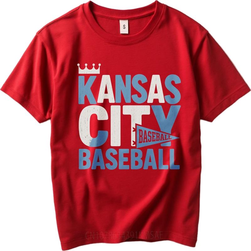 Mens tshirt Cotton Shirt Fashion Summer Women T Shirt Kansas City Baseball Crown Design Short Sleeve Printed Crew Neck Tops