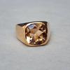 Kissen geschliffener Pfirsich Morganit Quarz 925er Sterling Silber Roségold Überzug Ring Schmuck, Siegelring Hochzeitsgeschenk Ring