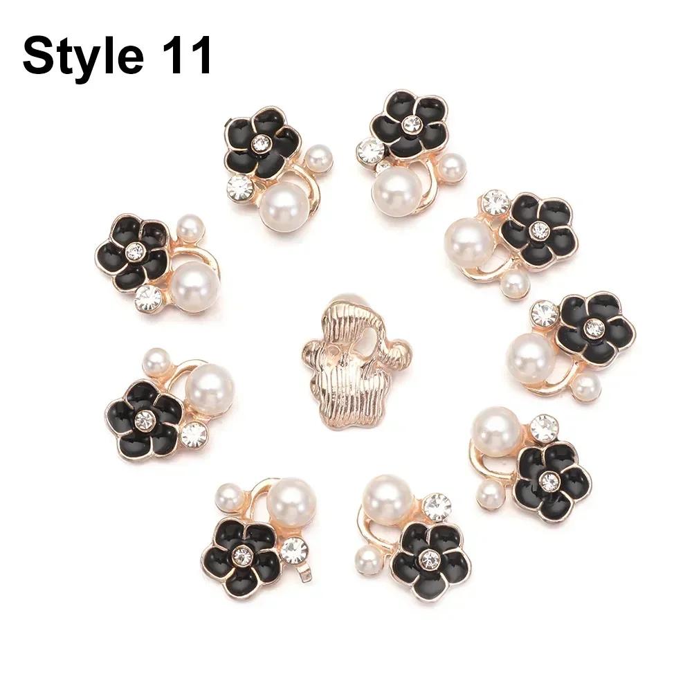 25mm Flower Rhinestones Buttons Pearl Button ClothingDIY Alloy Diamond Cryustal Bow Accessories Garment Decorative Sewing