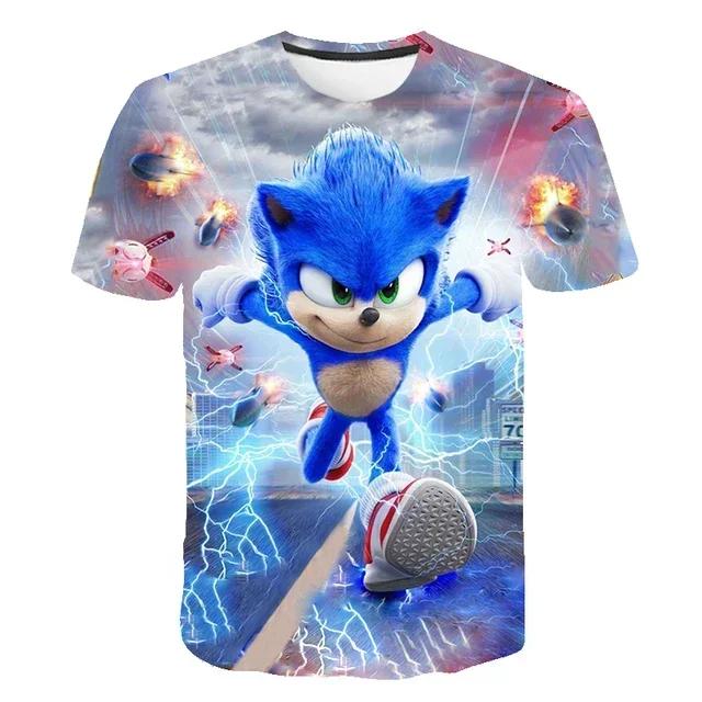 2025 MINISO The Summer New Style Sonic T-shirt Kids Clothing Boys Cartoon Game Sonic Boys Clothes Children T-shirt Clothes for Girls