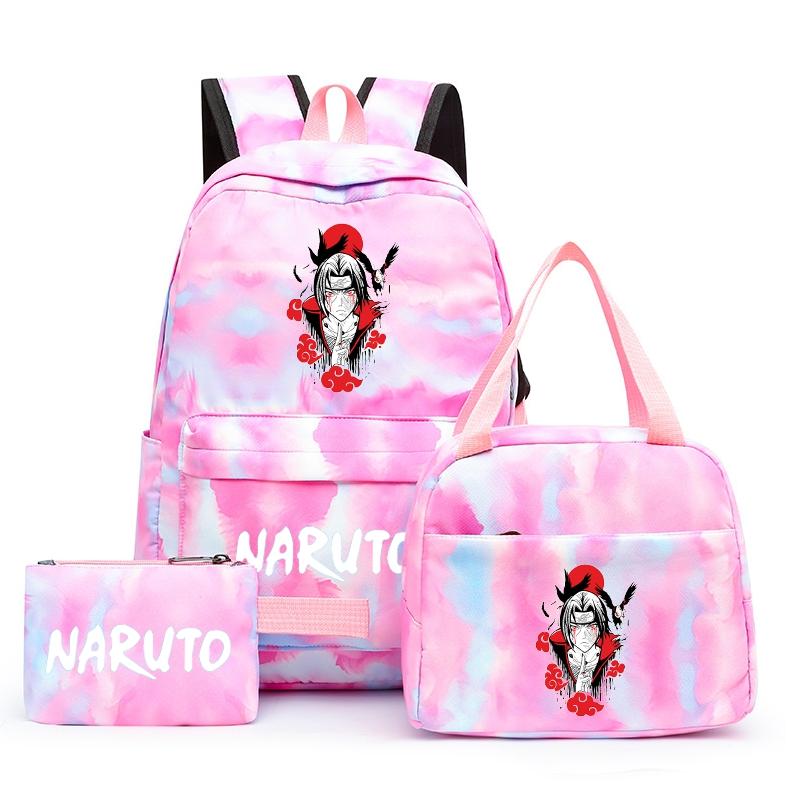 3 Stuks/set Anime Naruto Rugzak Terug Naar Schooltas met Lunchtas voor Tiener Meisje Jongen Student Boekentas Mannen Vrouwen Vrije Tijd Reistas