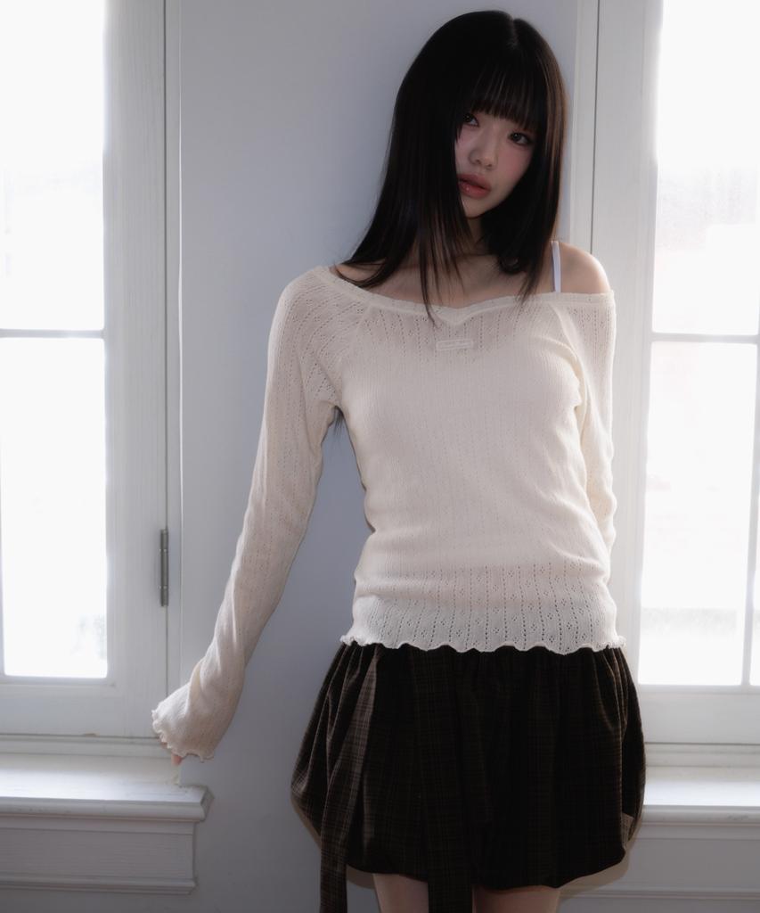 Rose Franz Balloon Check Belted Miniskirt [Brown]