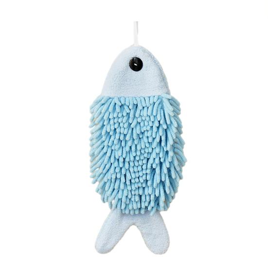 Fish-Shaped Hand Towel Super Absorbent Microfiber Towel Lint-Free Cute Towel with Hanging Loop for Bathroom And Kitchen