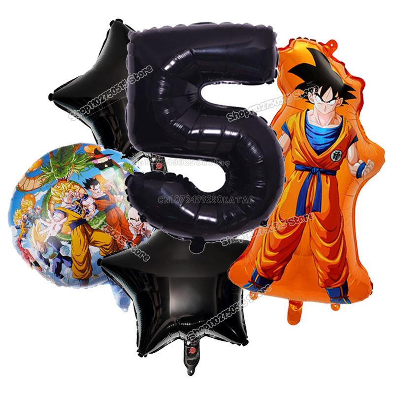 Anime Son Goku Kids Birthday Decoration Dragons Ball Number Balloons Collection Boy Girl Party Favor Cartoon Baby Shower Birthday Decor