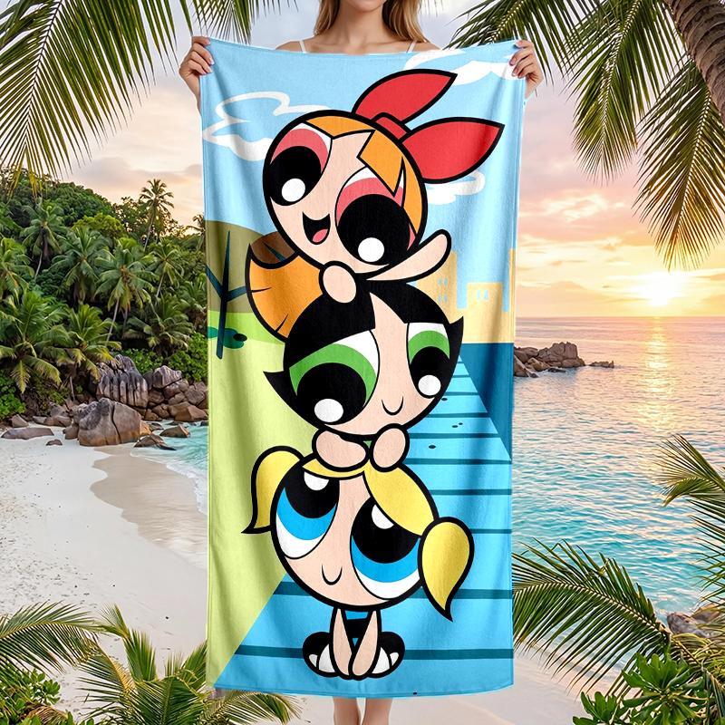 Powerpuff Fashion Beach Towel: Ideal for Summer Adventures Soft, Absorbent and Quick Drying Suitable for Swimming and Bathing