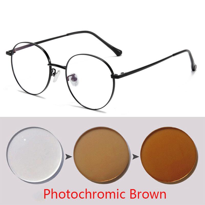 -1.0 -1.5 -2.0 To -6.0 Round Finished Myopia Eyeglasses Men Women Metal Eyeglasses Prescription Student Shortsighted Eyewear