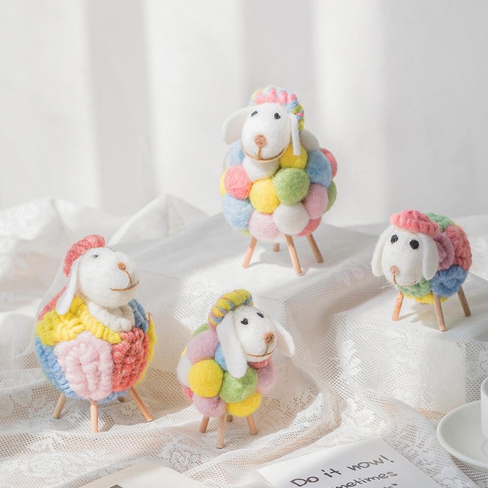 1Pc Mini Table Ornament Felt Sheep Figurines Miniatures Wool Felt Lamb Cute  Decoration Party Supplies Statue Miniature