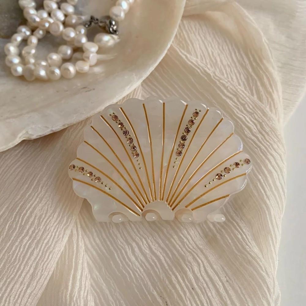 Acetate Acetate Hair Clip Rhinestone Shark Clip Retro Seashell Hair Clips for Women