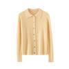 2024 Women's Autumn/Winter 100% Wool Striped Polo Collar Cardigan - Loose, Slimming, Versatile Fashion
