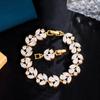 CMM Gold Color White Cubic Zirconia Leaf Pattern Bracelets Bangles for Women Girl Gift Fashion Wedding Jewelry