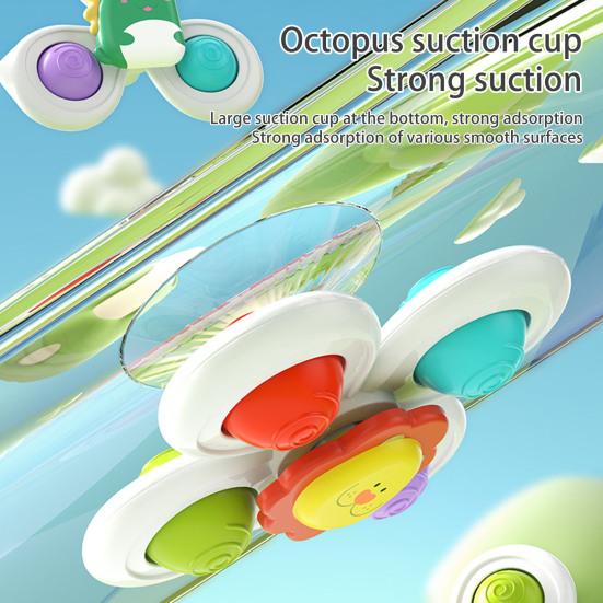 3Pcs/Set Baby Spinner Toy with Suction Cup Mushroom Lion Dinosaur Educational