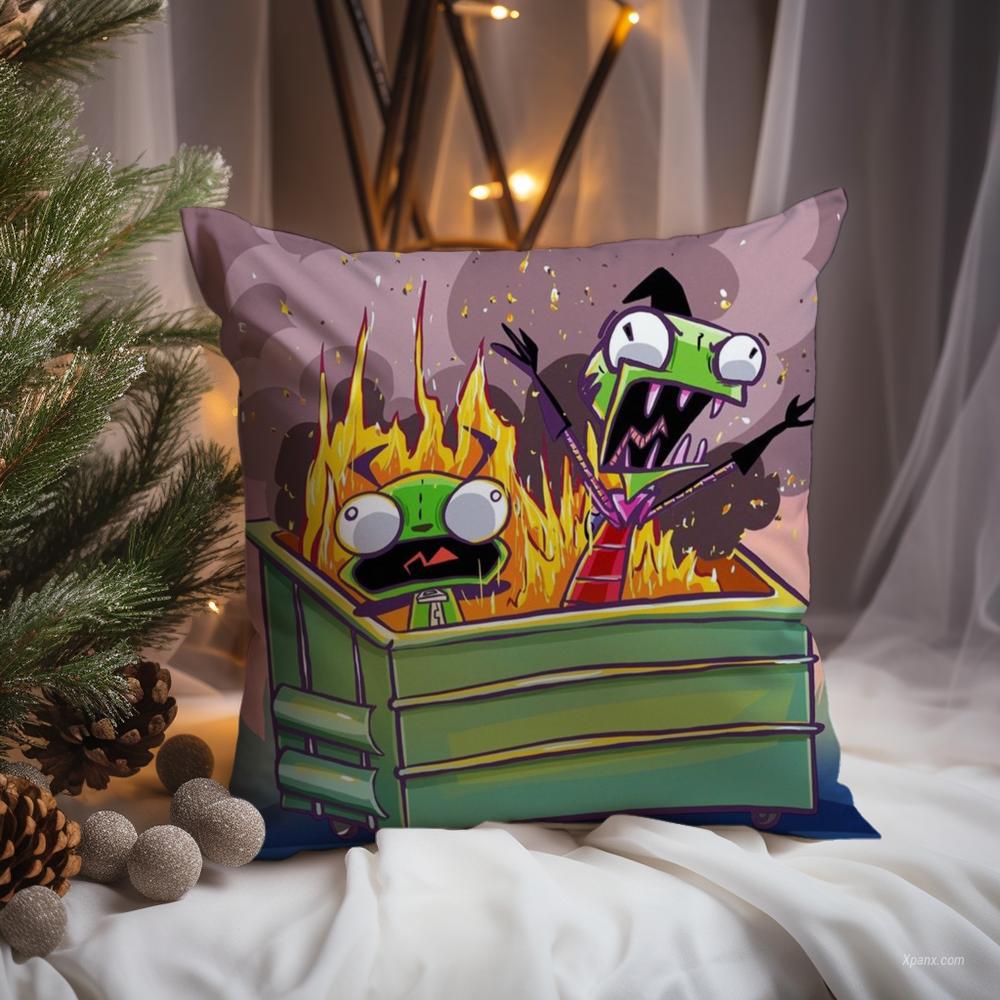 Cute I-Invader Z-Zim Cushion Cover Premium Comfort Reversible Pillow Cove -Two In One Design For Any Room & Car Interior