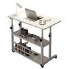 Portable Rolling Desk On Wheels Adjustable Height Desks Computer Desk with Storage Shelves Multi-Layer Desk for Home Office