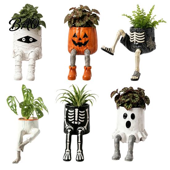 Durable Resin Succulent Holder 2Pcs Whimsical Hanging Leg Planter, Dangling Sitting Flower Pot for Planter Succulents, Funny Halloween Desktop