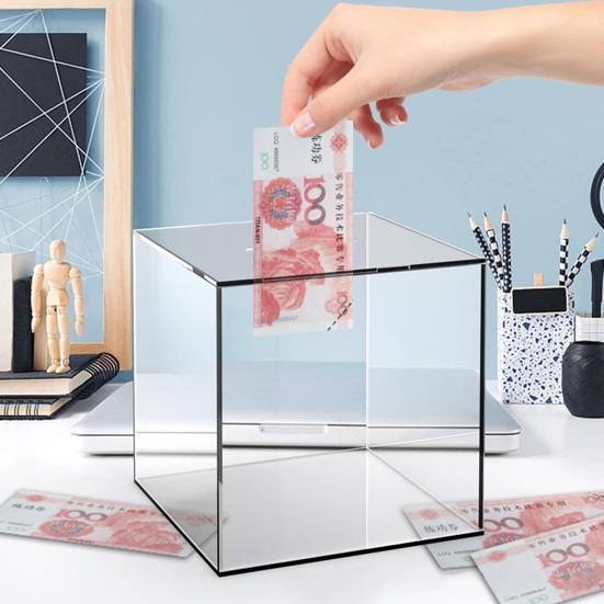 Coins Bank Large Capacity Enter Only Dustproof Space-saving Empty Storage Lightweight Transparent Acrylic Piggy Bank Birthday Gift