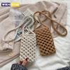 Häkel-Korbgeflecht Kleine Umhängetasche für Handy Damen Mode Einfarbige Leichte Geflochtene Schulterhandtasche Umhängetaschen