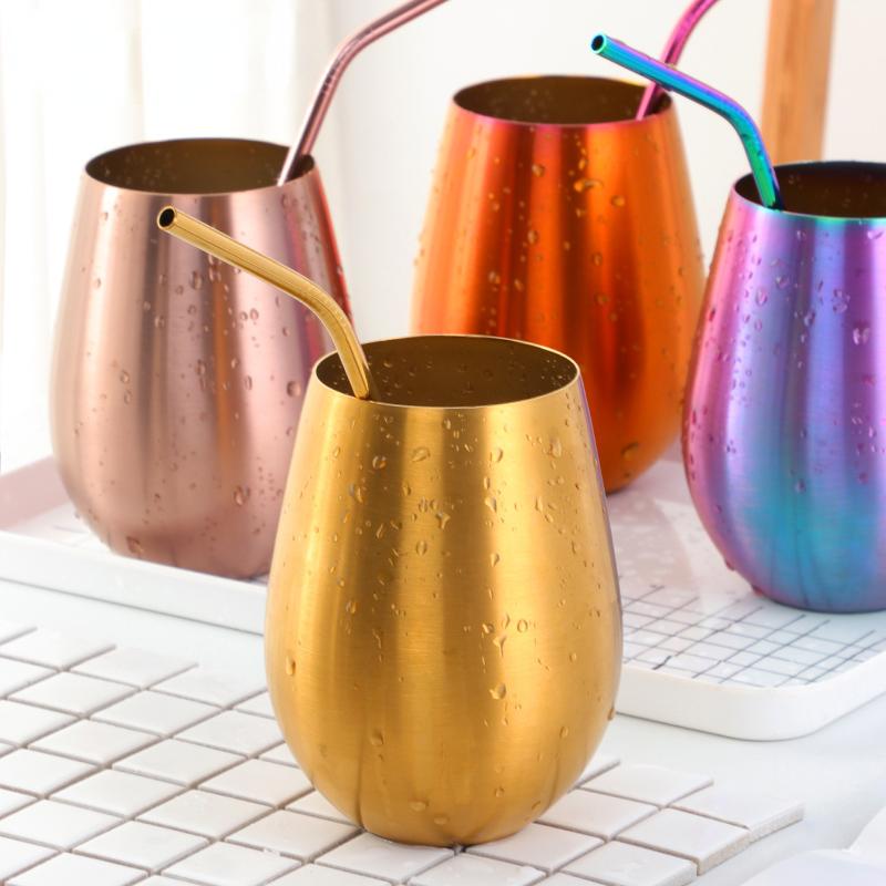 Edelstahl Bier Weinbecher Gold Bierbecher Cocktail Saft Milchbecher Metall Trinkbecher Für Bar Outdoor Drinkware