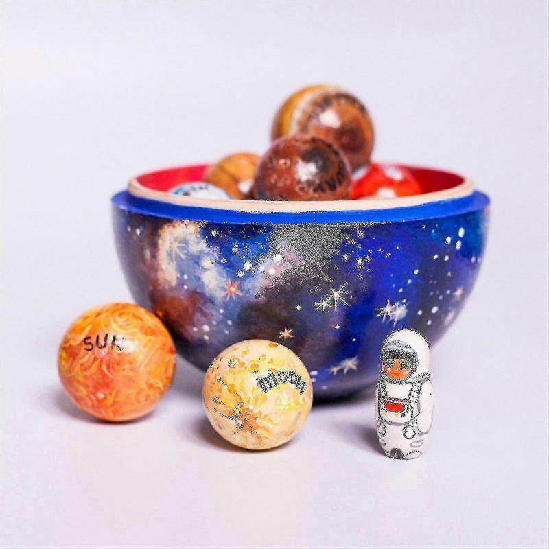 Wooden Solar System Cosmos Learning Game Toy Educational Model Home Office Decoration