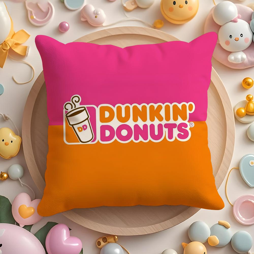 Essen Dunkin' Donuts Kissenbezug Plüschstoff Weich Doppelseitig Bedruckt Sofakissenbezug Farbecht Heimdeko Geschenk