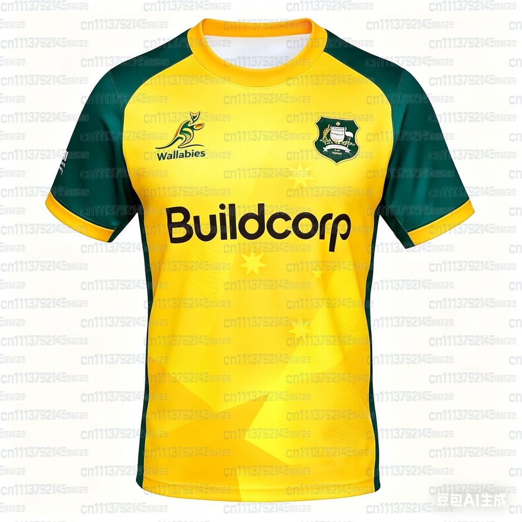 Australský ragbyový dres Prodyšný tréninkový fotbalový dres Kangaroos Wallabies Retro krátký rukáv Jednotný dres pro fanoušky Rodinné sladění