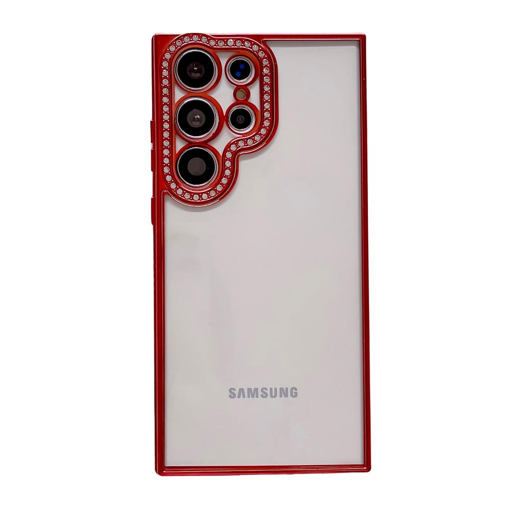 Samsung S24ultra Electroplated Rhinestone Transparent Mobile Phone Case Is Suitable for S23plus Diamond-encrusted TPU All-inclusive Anti-drop