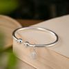 White Copper Plated with Silver, Solid, Smooth, Simple, Open-ended Garlic-shaped Bracelet with Pendant, Niche Design