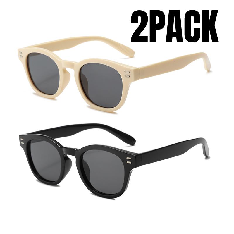 1/2PACK Small Round Sunglasses Women Men Retro Clear Ocean Lens UV400 Rivets Punk Sun Glasses Fashion Shades