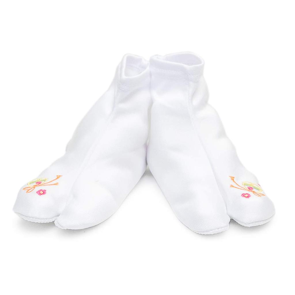 KYOETSU Embroidered Tabi Socks with Japanese Pattern and Tabi Cover Girls' Non-Slip (Sizes 21-22cm, C. Bell)