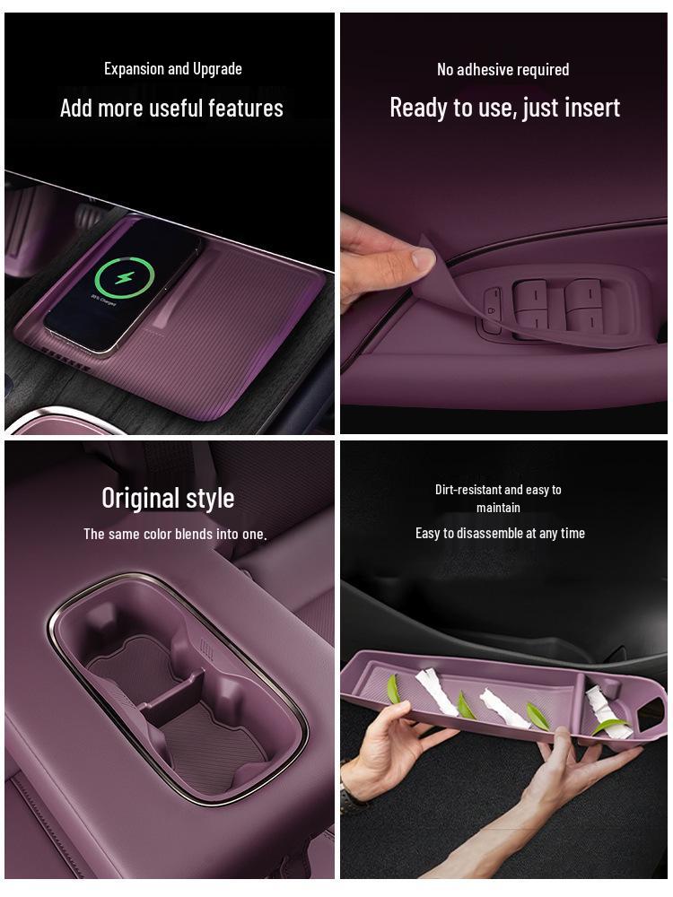 Xiaomi YU7 Console Water Cup Holder Protector - 5-Piece Non-Slip Waterproof Silicone Car Accessory Set