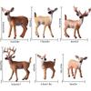 6PCS Christmas Simulation Elk Model Ornaments Washable Cartoon Animals Craft Ornaments Xmas Decor for Forest Party and Cake Decoration