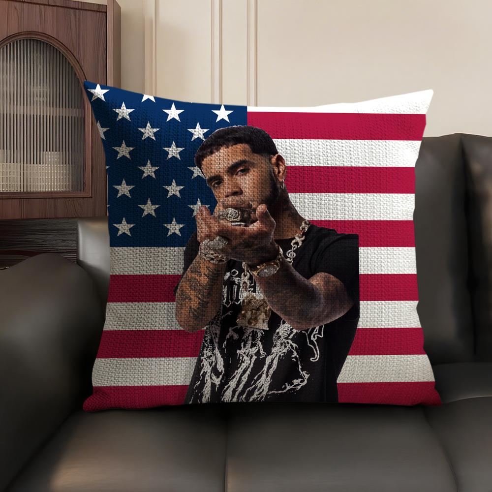 Singer A-Anuel Aa Cushion Cover Natural Linen Organic Fabric Double-Sided Printing Sofa Home Decor Gift Pillow Case