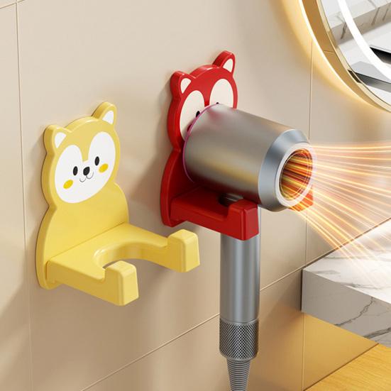Hair Dryer Storage Rack Strong Adhesive Backing Wall Mounted Bathroom Shelf Waterproof Non-Slip Design Electric Toothbrushes Stand