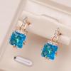 1 Pair Female Shining Square Aqua Blue Stone Earrings Luxury Bride Wedding Jewelry for Women Valentine's Day Gift Halloween Christmas Jewelry