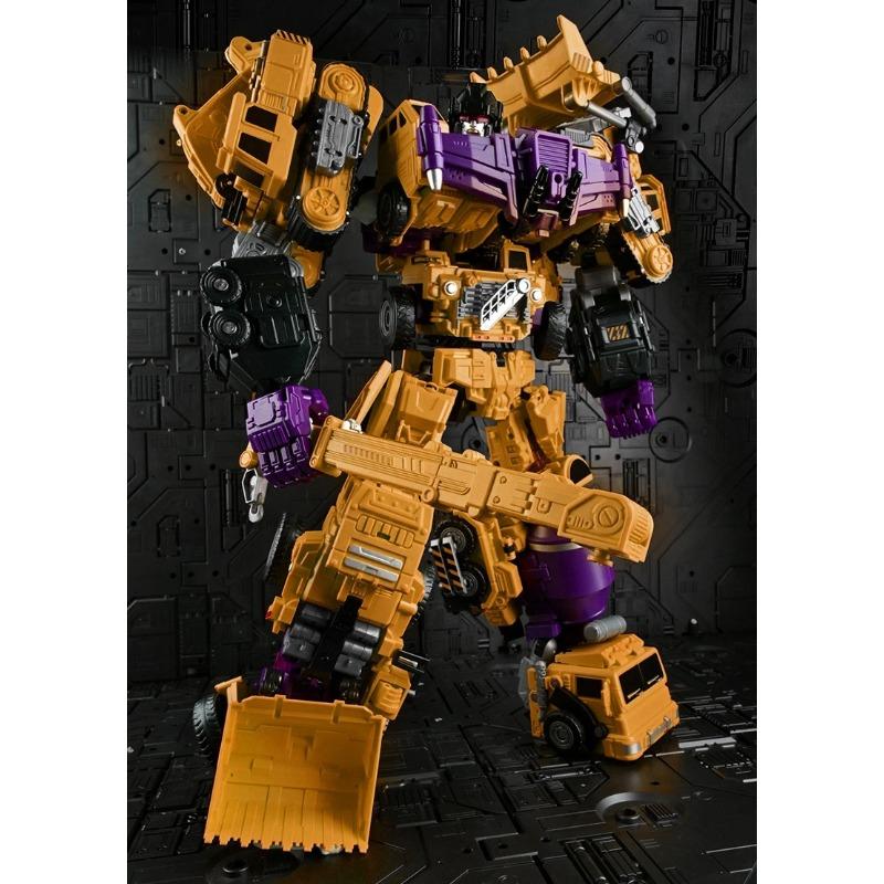 Jinjiang Transformation Toys Devastator Combination Sets Excavator Scraper Hook Action Figure Robot Car Model Kids GT 6 In 1 Poseable Articulated