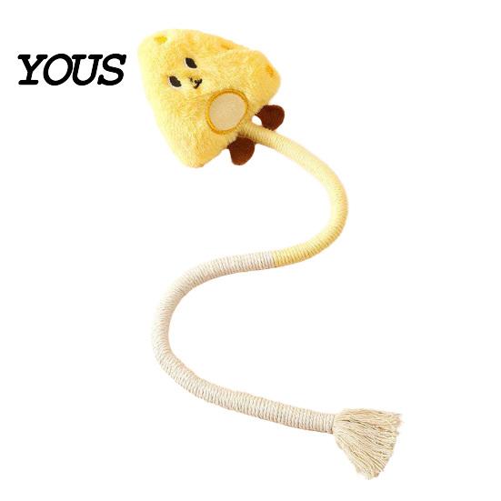 Silent Cat Play Toy Cotton Rope Toy, Plush Cloud Carrot Cheese Chew Stuffed Crocodile for Indoor Cats Teething Relief, Interactive Woven