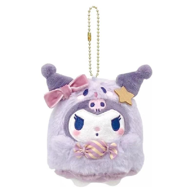 10cm Cute Hello Kitty Kuromi Plush Keychain Charm Doll Pendant for Bag Phone Accessory Kawaii Gift for Kids Girls
