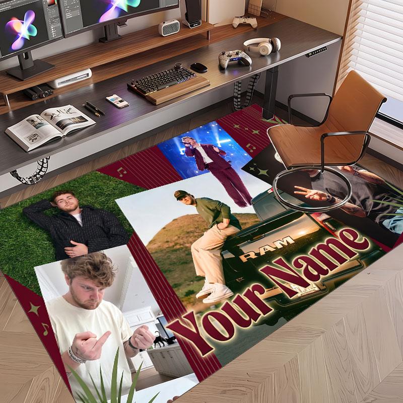 Custom Name Crystal Velvet Rug,Alex Warren Comfortable Anti Slip Floor Mat For Room Decoration