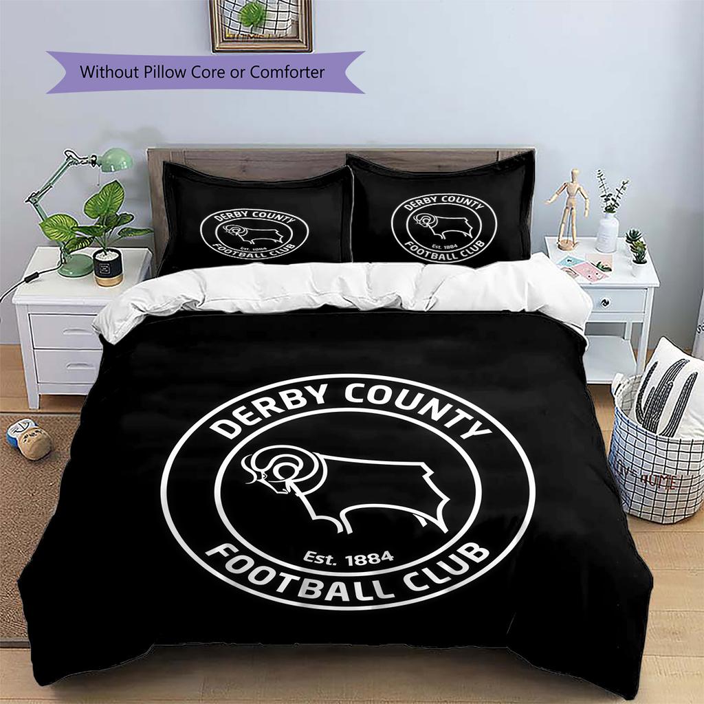 Set Copripiumino Trapuntato con Fantasia Derby County F.C Decorazione per la Casa Regalo (1 * copripiumino + 2 * federe senza imbottitura)