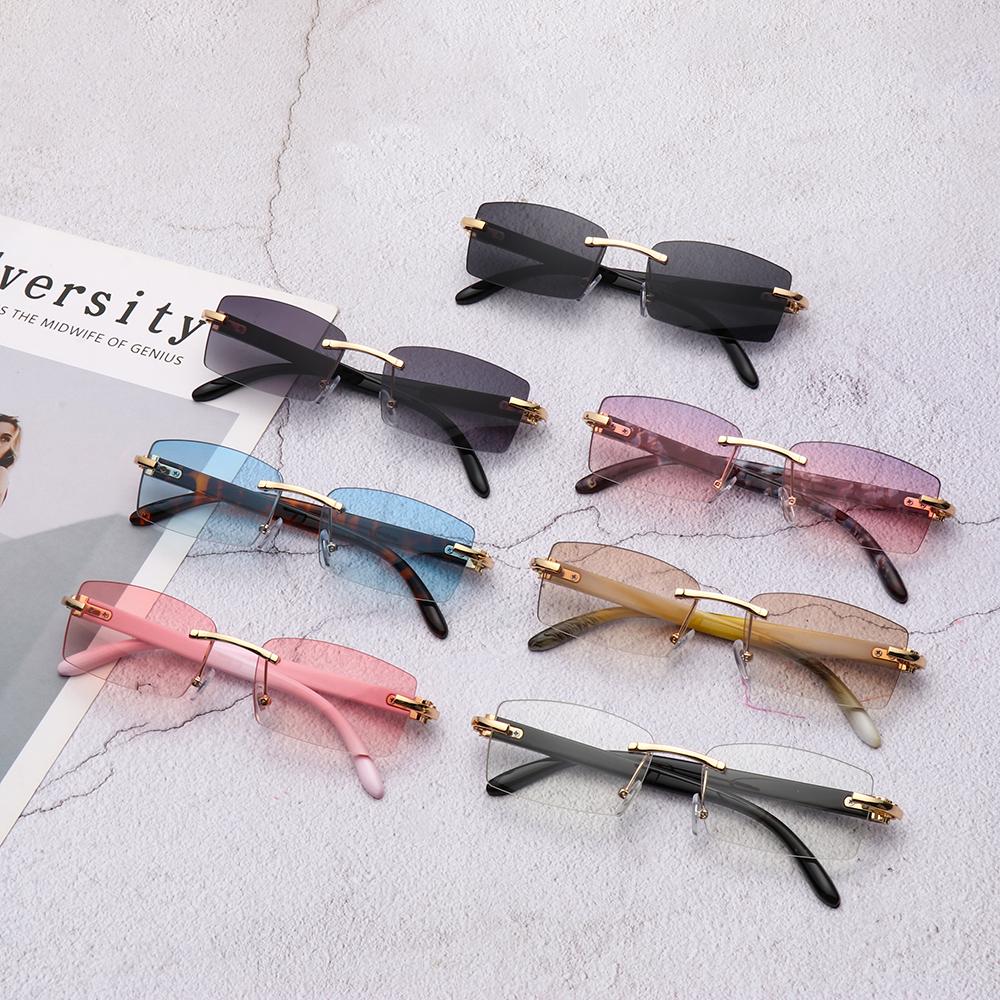 Eyewear Gradient Driving Sun Glasses Rimless Rectangle Sunglasses Punk Sunglasses Fashion Shades