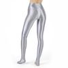 Damen Metallic Glänzende Leggings Fake 2-Teiler Hohe Taille Dehnbar Strumpfhose für Yoga Fitness Sporthose