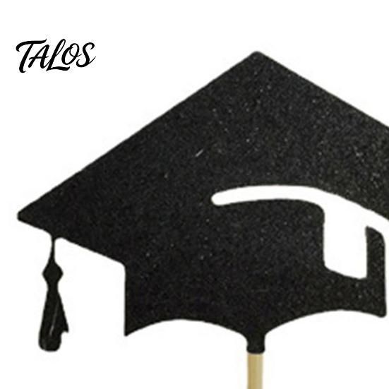 Hat Cake Decoration 6 Pcs Graduation Toppers, Mini Grad Cap Cupcake Black Burr-free Glitter Food Appetizer Picks for Class of 2026 Party Supplies
