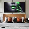 Women Face Sexy Lips Green Liquid Canvas Painting Wall Art Posters Prints Wall Pictures for Living Room Home Wall Cuadros Decor
