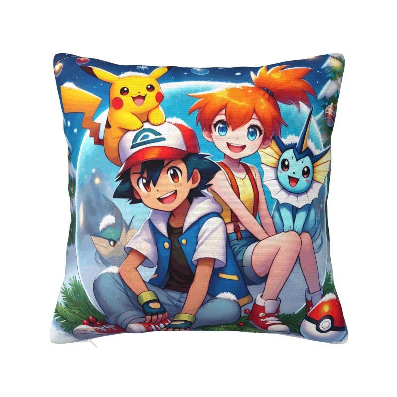 Pielāgotu Pikachu anime spēļu spilvenu pārvalki Karikatūru manga spilvenu pārvalki Dekorācija viesistabai Kvadrātveida spilvendrānas