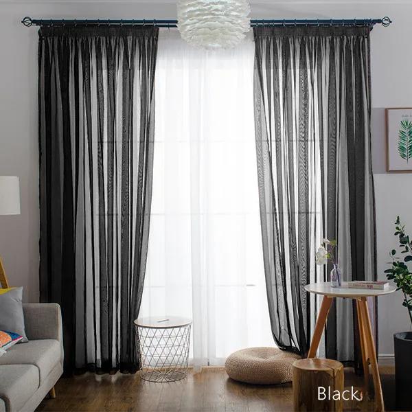 Simple Style Romantic Home Decoration Perspective Curtains Living Room Window Curtains Tulle Sheer Curtains Window Screening 1pc