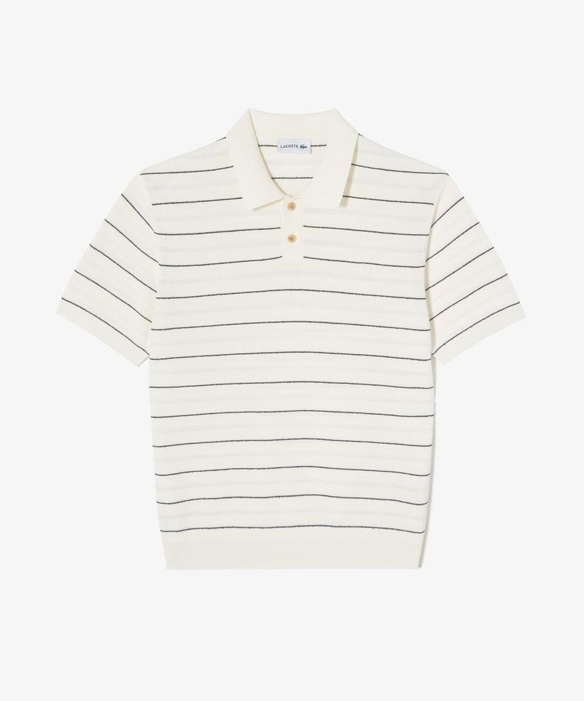 LACOSTE Men'S Pinstripe Boucle Mix Short Sleeve Sweater Polo Shirt Ph289E-56N 70V