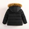 4-10 Years Boys' Autumn Winter Fleece Warmth Cotton Clothing with Fur Collar Kids Fashion Thick Hooded Sports Jacket Parka